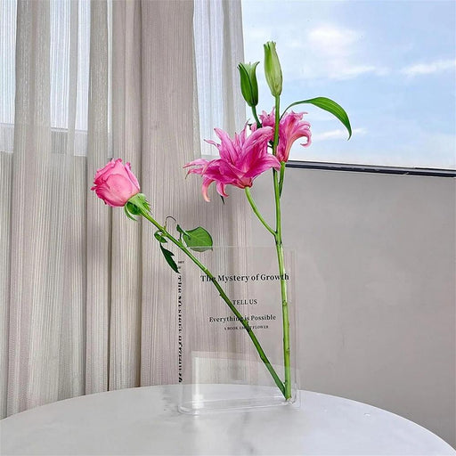 Clear Book Flower Vase Creative Transparent Vase Modern Decorative Vases For Wedding Gift Floral Container Room Home Decor - LoKeyHigh Variety shop
